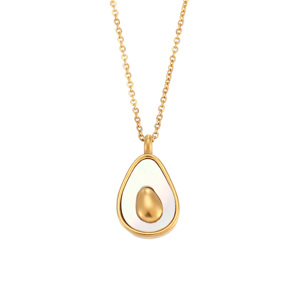 Pali Gold Plated Stainless Steel Avocado Fruit Shell Pendant Necklace