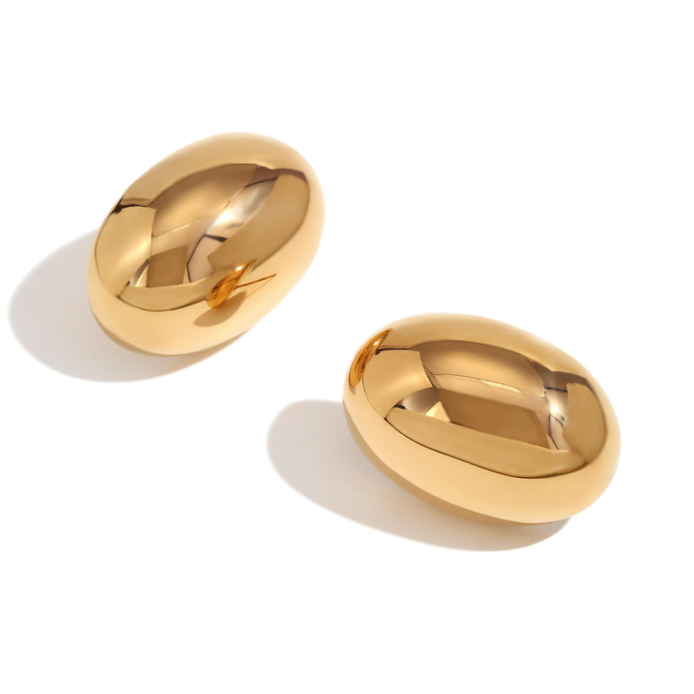 Coco Hollow Stud Gold Plated Earrings - Stainless Steel Jewelry For Women