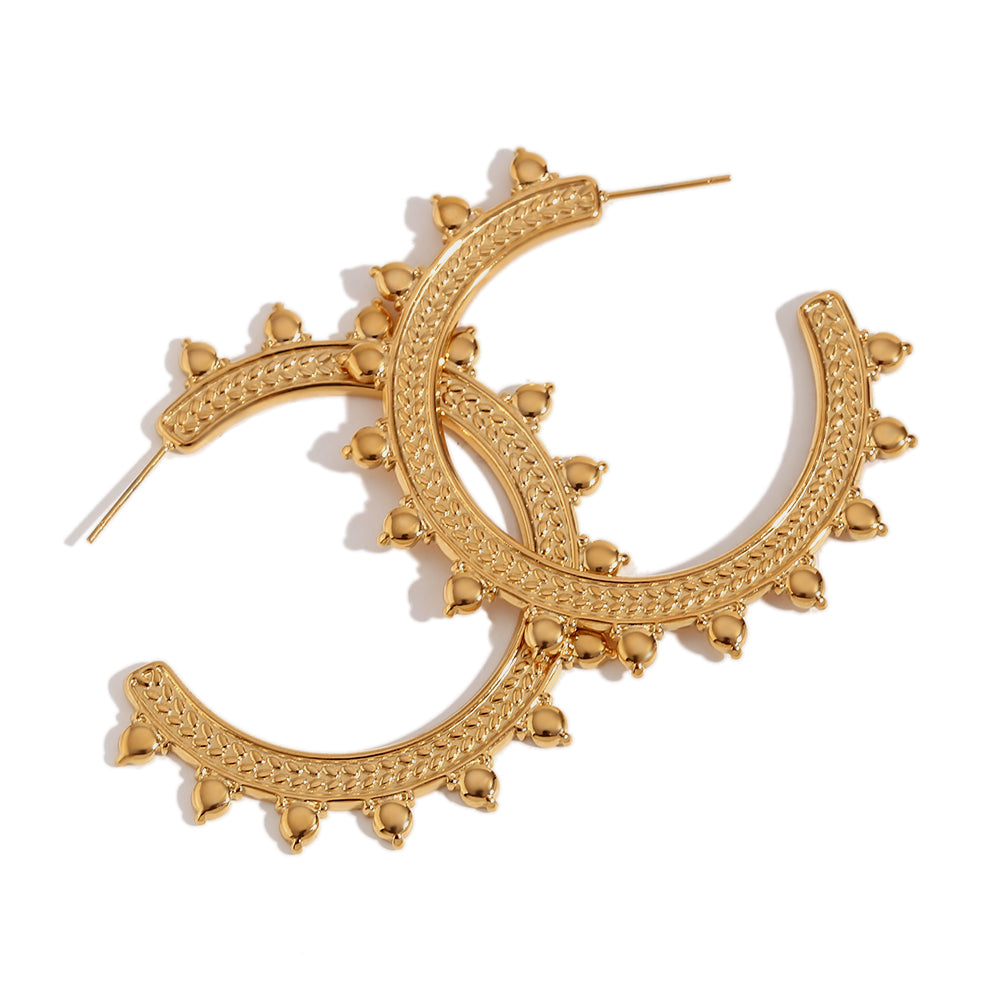 Brisa Bohemian Earrings Engraved Statement Jewelry Gold Plated Hoop Earrings Stainless Steel Engagement Jewelry…