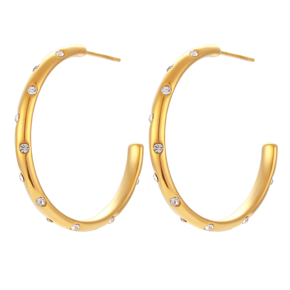 Blanca Zircon Hoop Earring 18K Gold Plated Stainless Steel