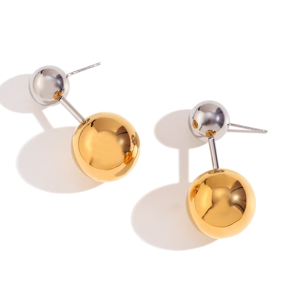 Marta Ball Dangle Drop Gold Plated Stud Earrings - Stainless Steel Earrings