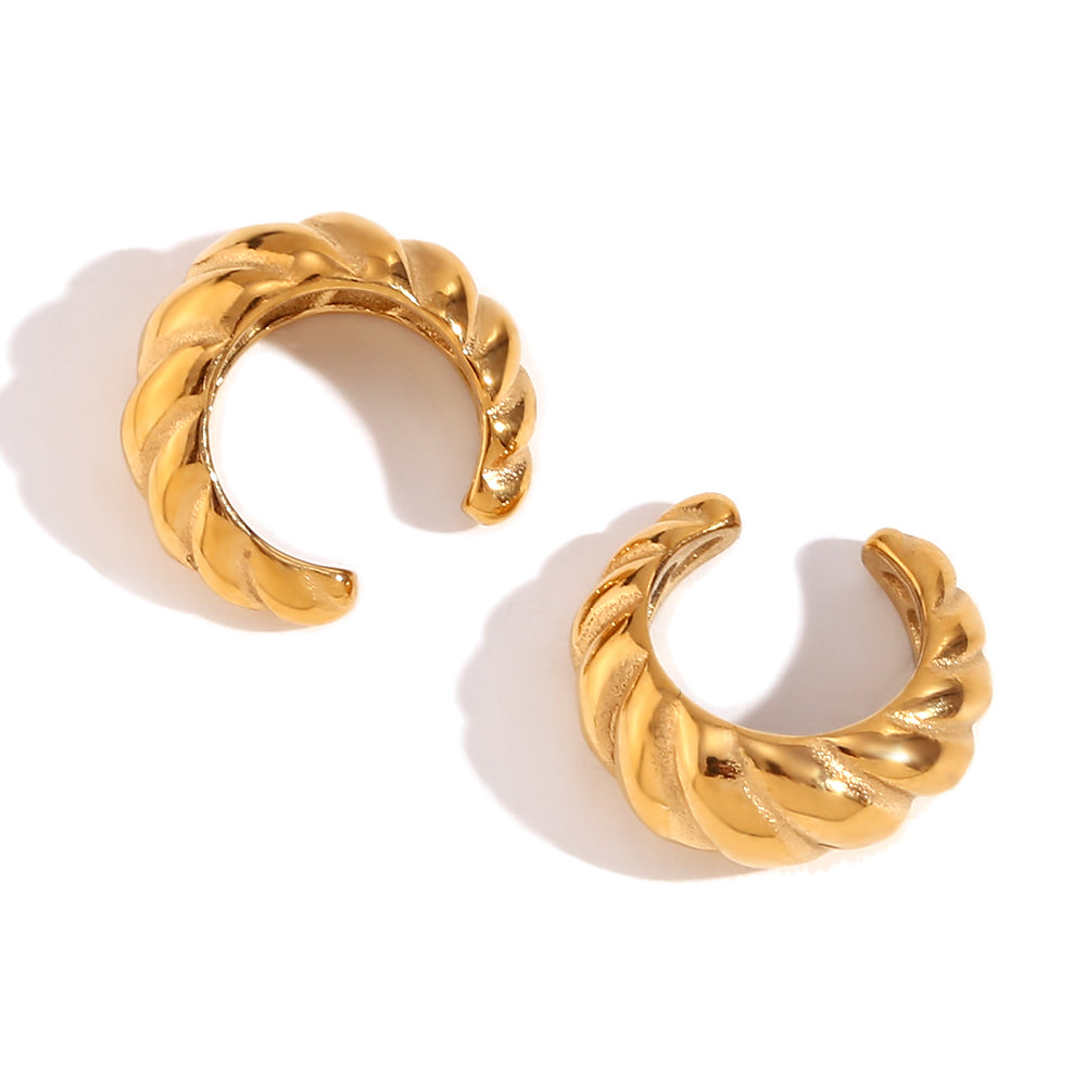 Aria Gold Plated Clip On Earrings - Stainless Steel Tarnish Free Jewelry - Waterproof Earrings…