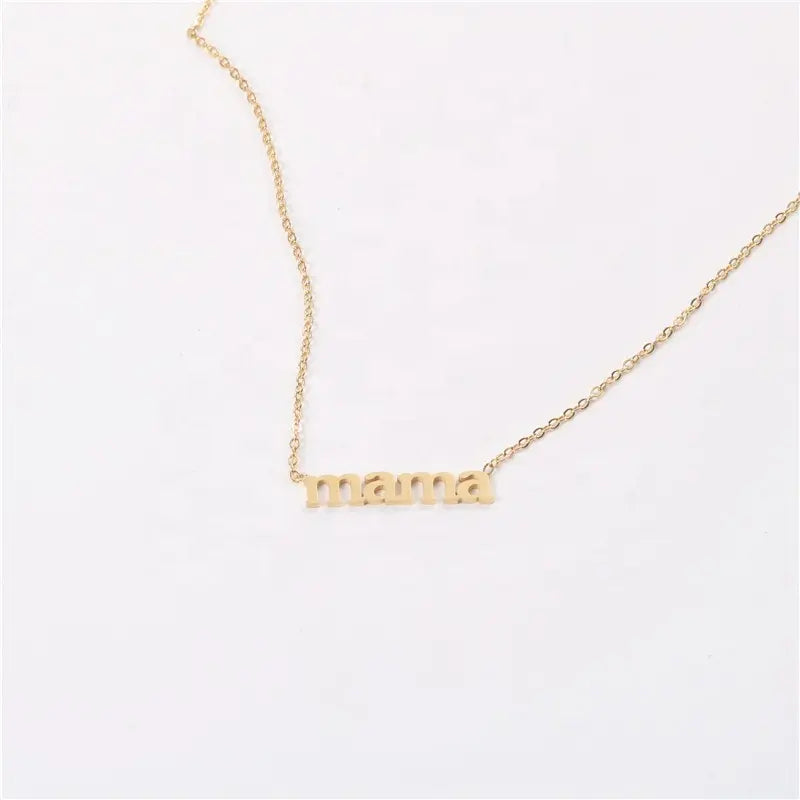 Eva Mama Letter Pendant Necklace - 18k gold plated and stainless steel