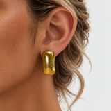 Gold Curved Tab Stud Earrings