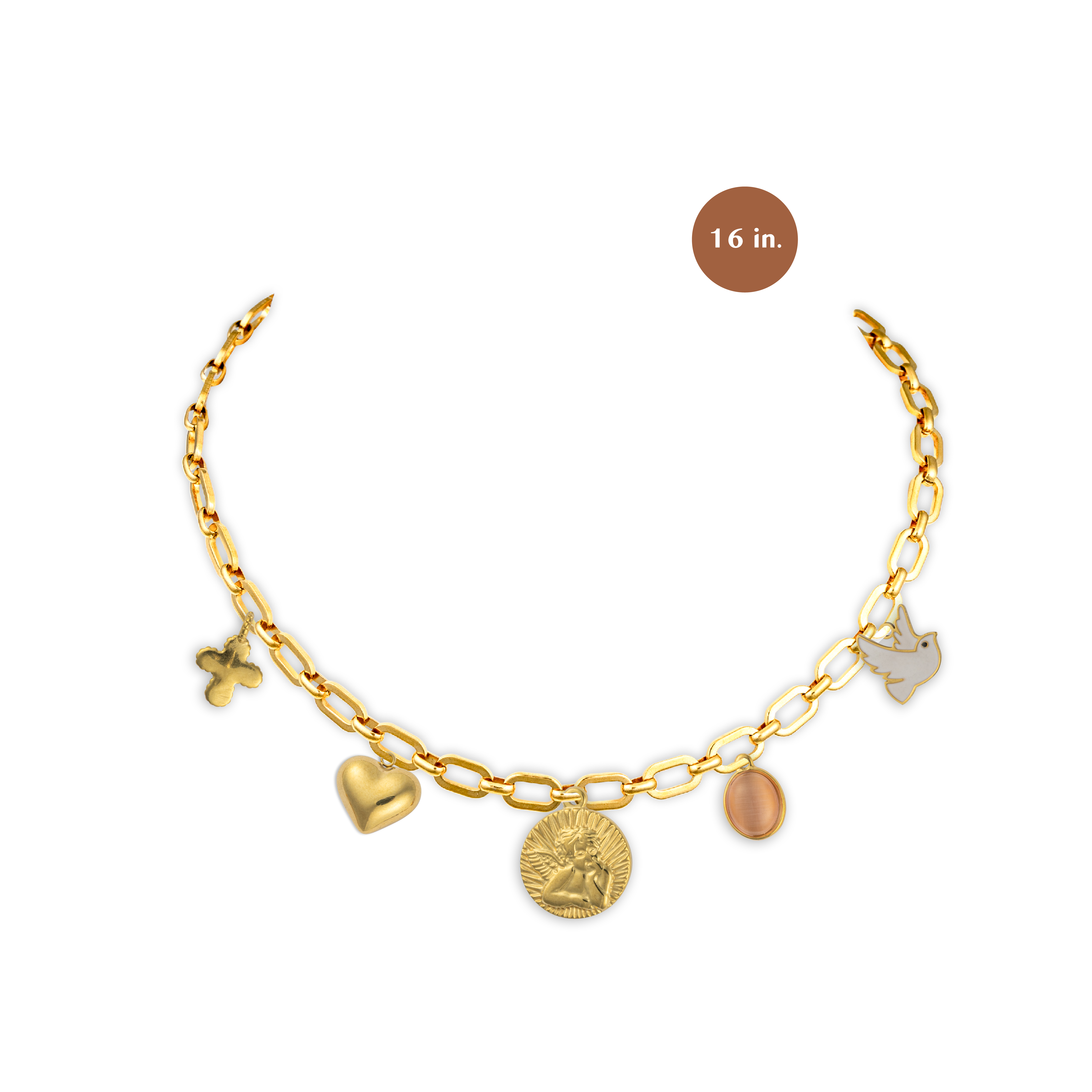 Faith, Peace & Love Gold Charm Necklace