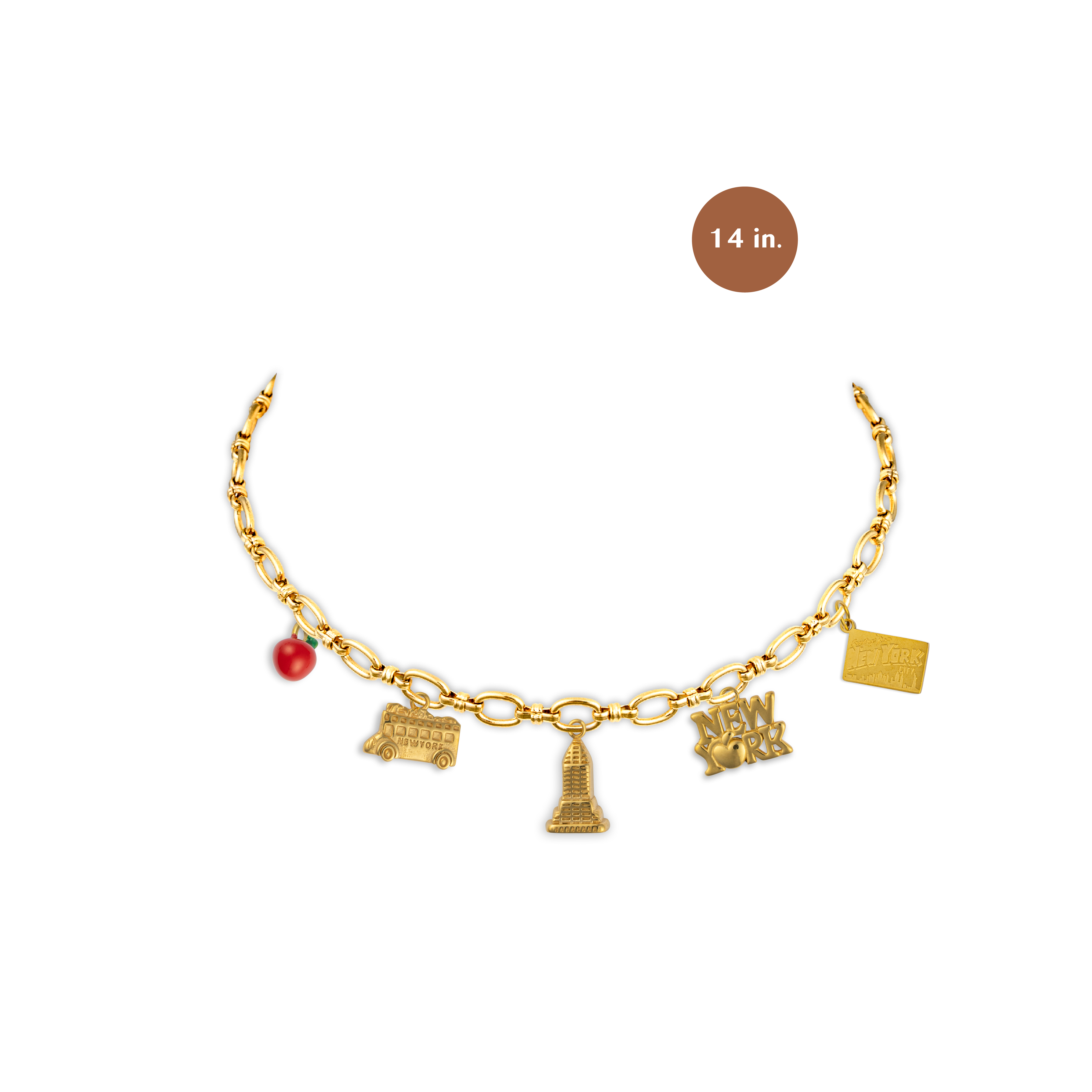 Welcome to NY Gold Charm Necklace
