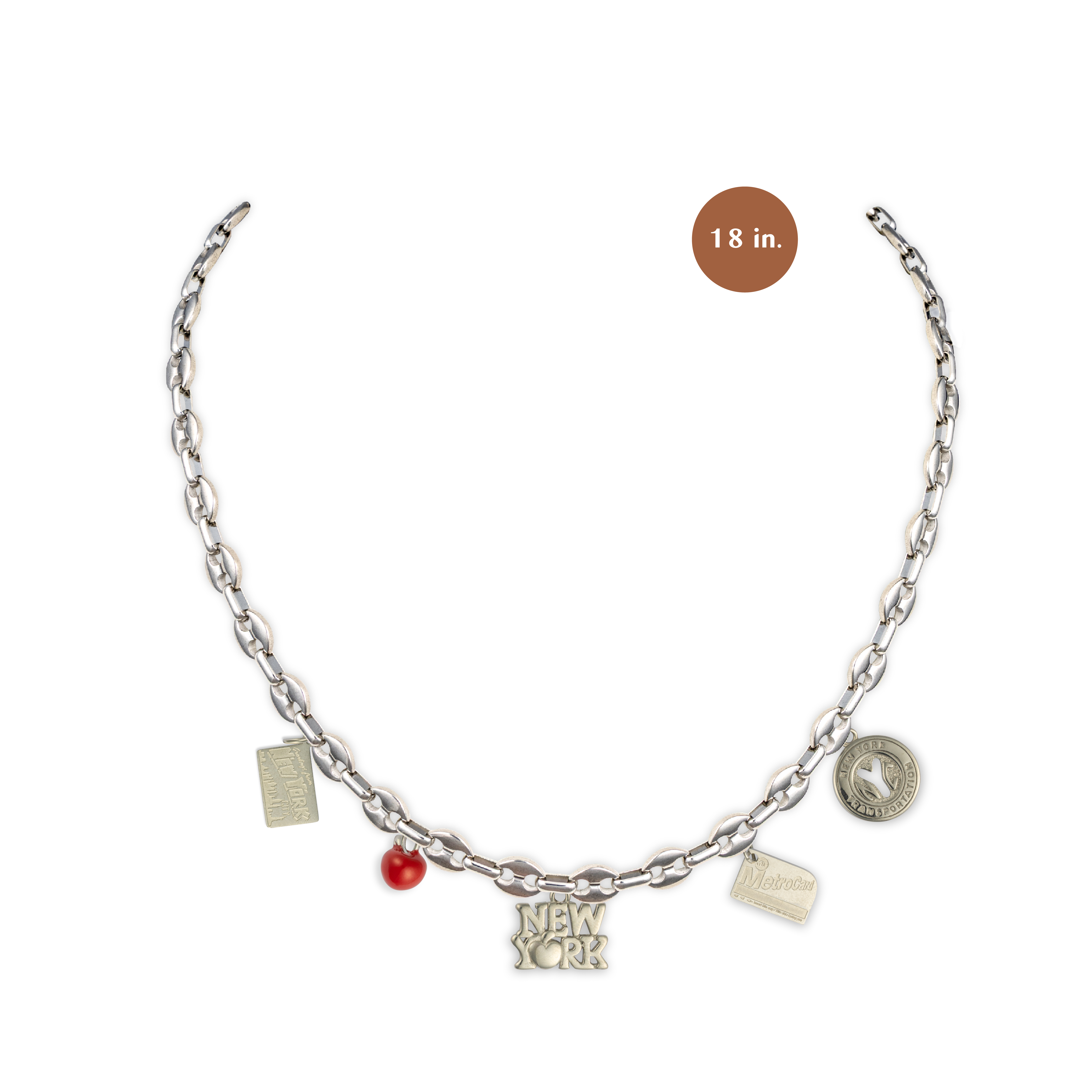 Welcome to NY Silver Charm Necklace