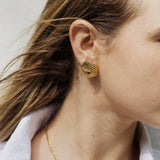 Porta Earrings - Geometric Engraved Cross Stud Earrings (Silver)