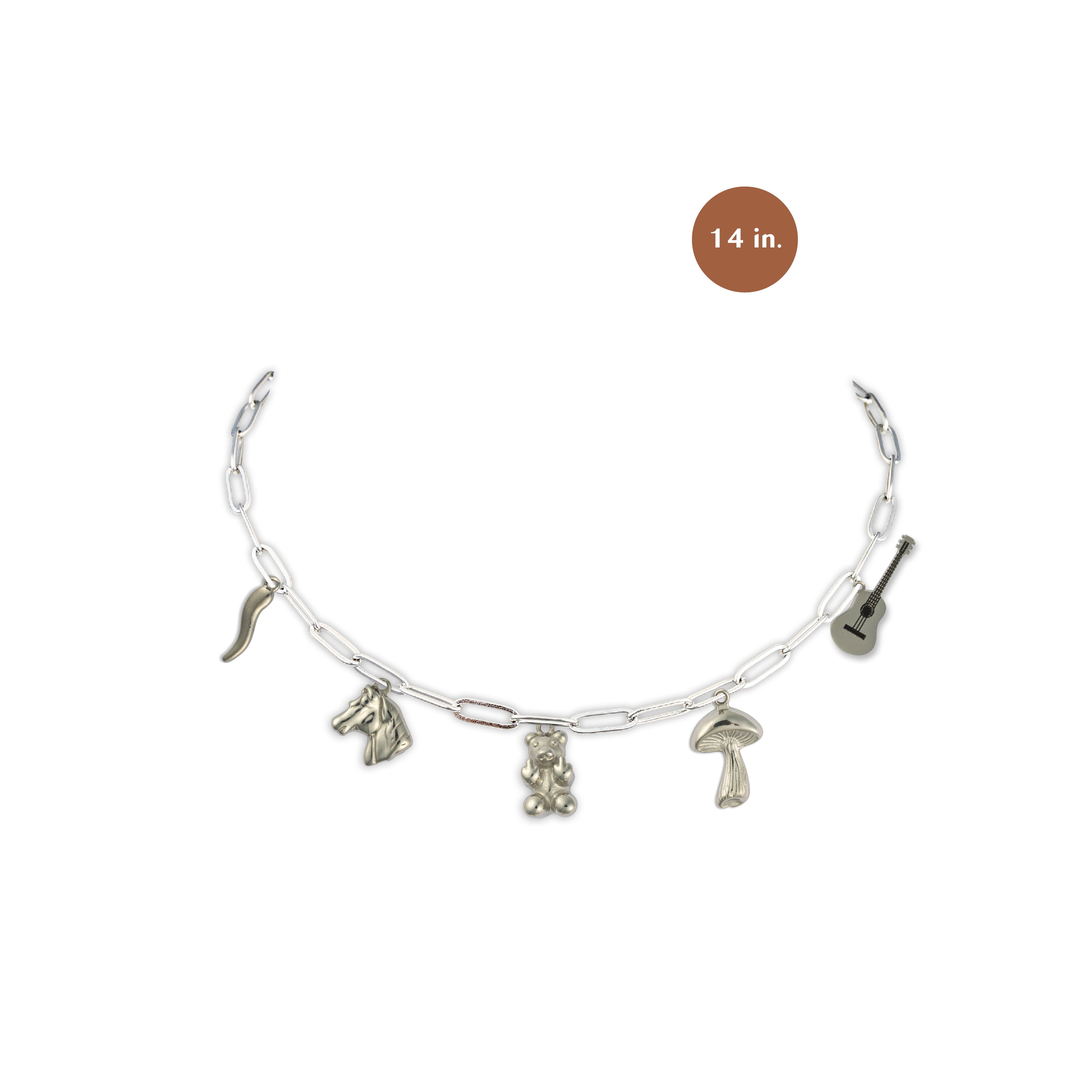 Fiesty & Free Spirited Silver Charm Necklace