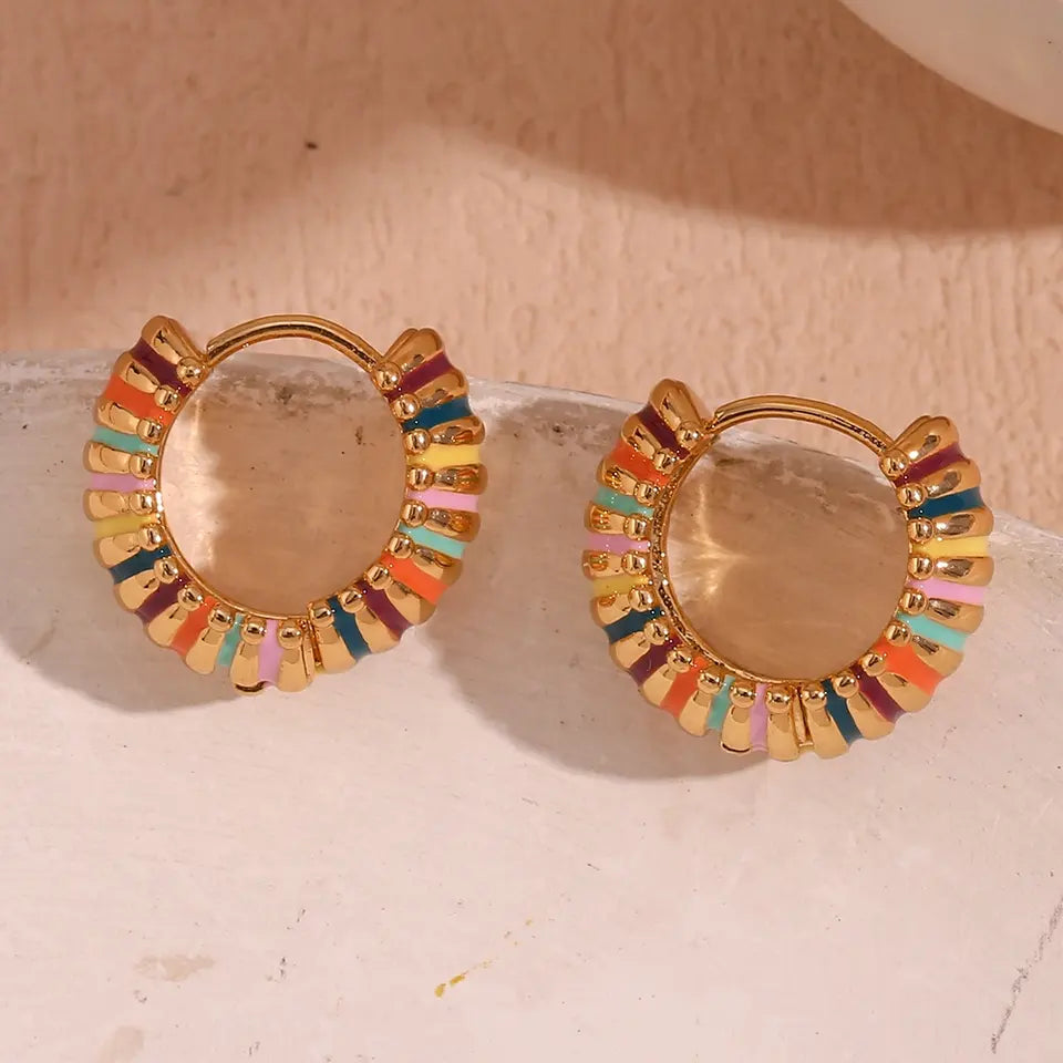 Alegria Earrings - Colorful Enamel Hoop Earring.