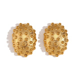 Cata Stud Earrings - Oval Beaded Stud Earrings (Silver)
