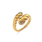 Zaira Ring  - Adjustable Zircon Paved Open Ring