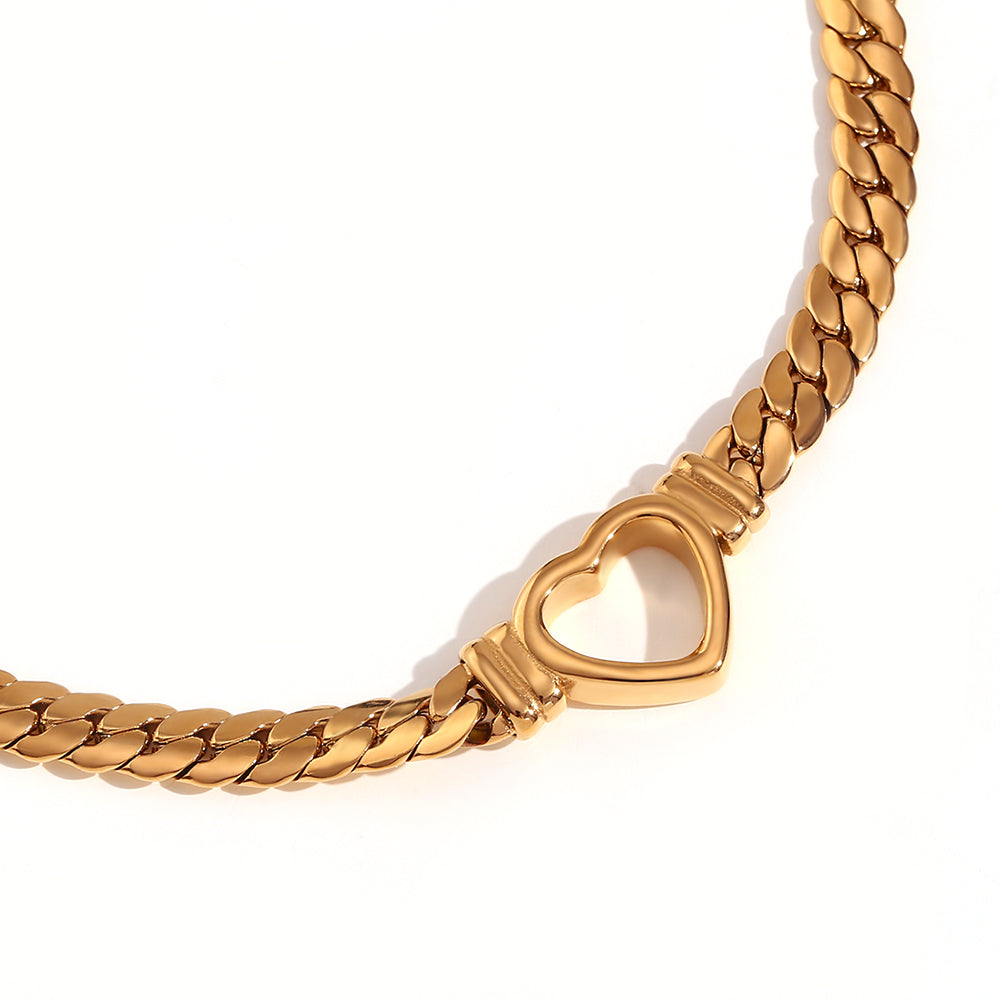 Luana Gold Plated Hollow Out Heart Choker Necklace