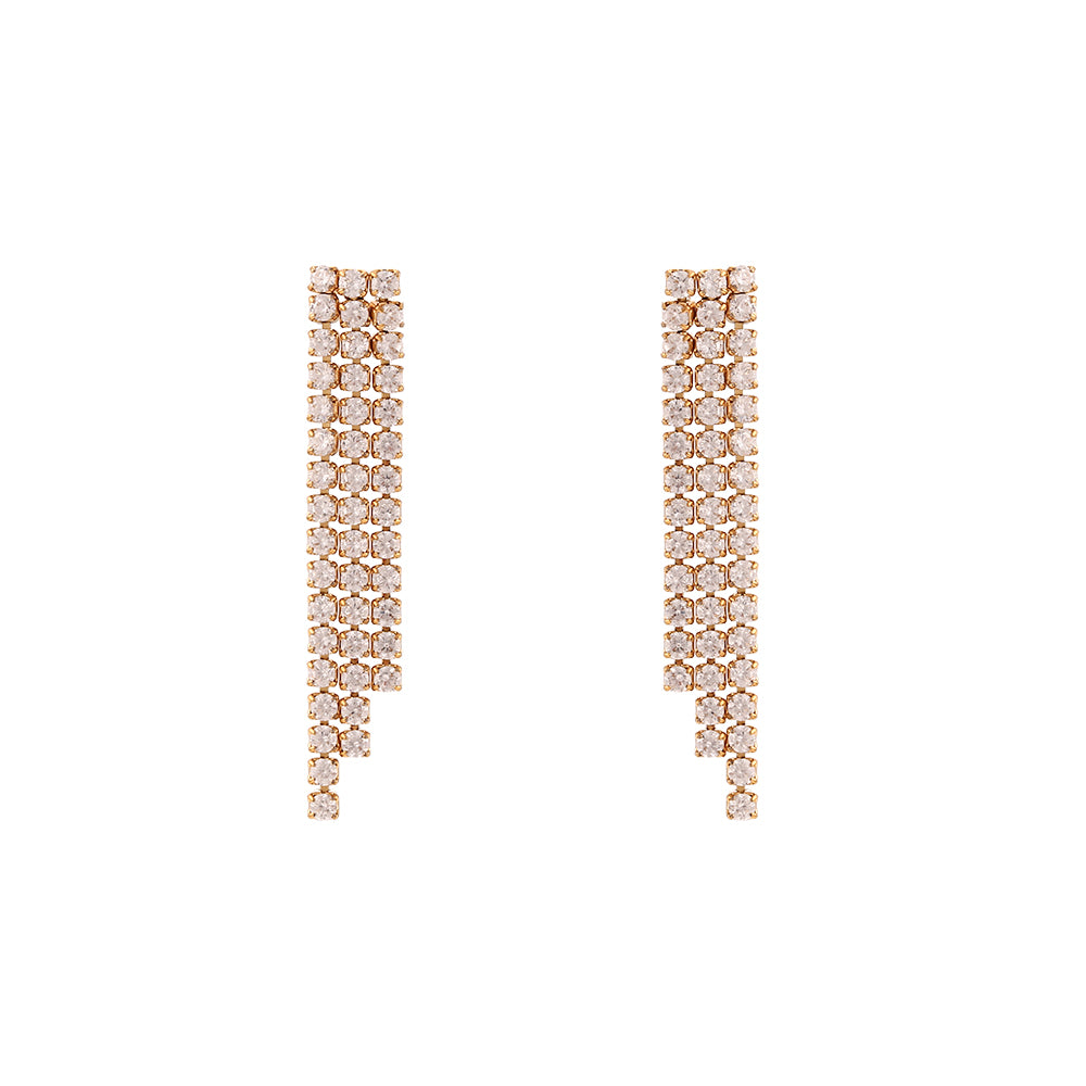 Sabrina Shining Crystal Zircon Earrings 18K Gold Plated Stainless Steel - Stud Earring Jewelry