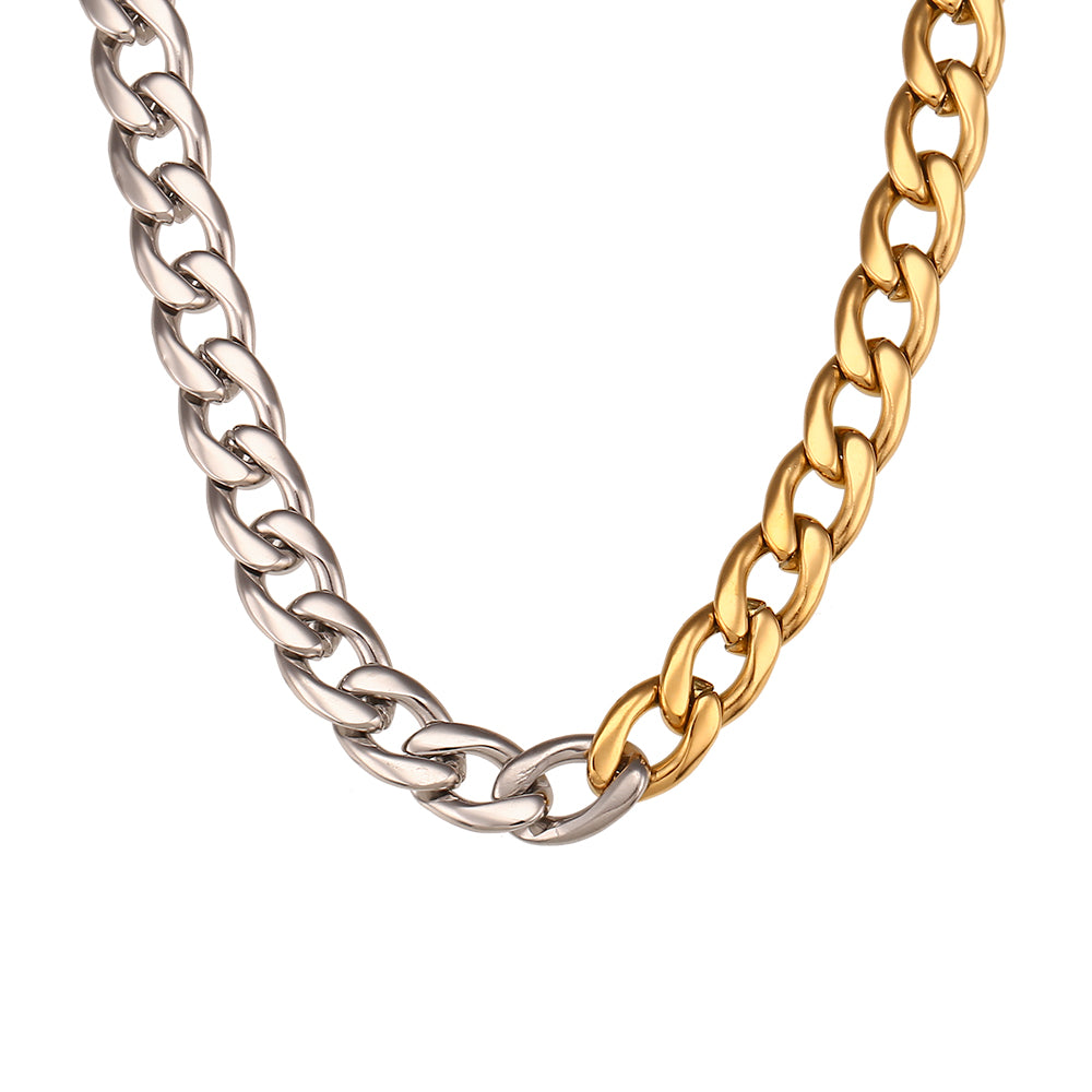 Olivia Necklace - Cuban Chain Splicing Gold and Silver Stainless Steel Choker Necklace