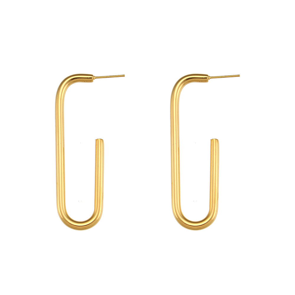 Valeria Rectangular Big Hoop Earrings - Gold Plated Stainless Steel Earrings Jewelry