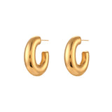 Irina Hoop Earrings - Hollow J Shape Earrings (Silver)