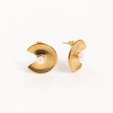 Milena Pearl Earring - Vintage Engraved Sunburst & Pearl Earrings