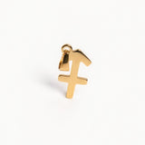 Gold Sagittarius Zodiac Cursive Pendant