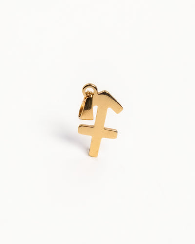 Gold Sagittarius Zodiac Cursive Pendant