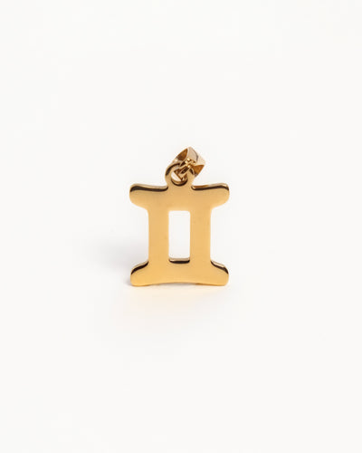 Gold Gemini Zodiac Cursive Pendant