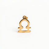 Gold Libra Zodiac Cursive Pendant