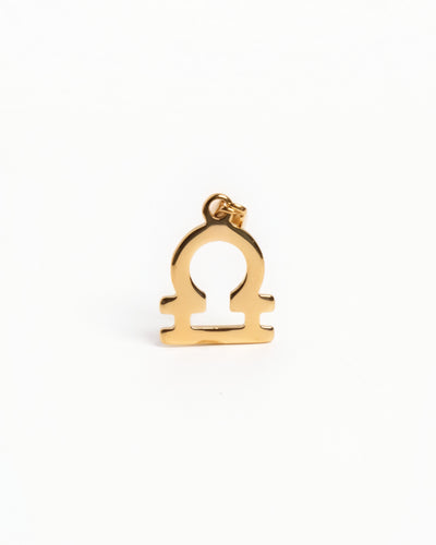 Gold Libra Zodiac Cursive Pendant