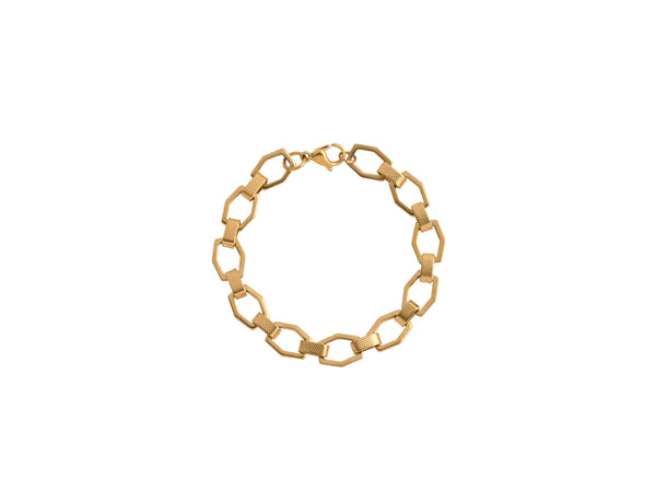 Gold Hexagon Link Chain Bracelet