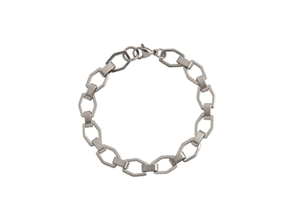 Silver Hexagon Link Chain Bracelet