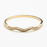 Wavy Gold Bangle with Crystal Accents