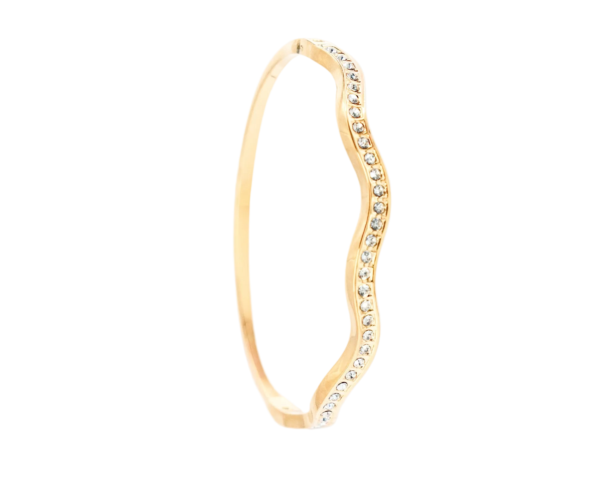 Gold bracelet with small stones on a white background