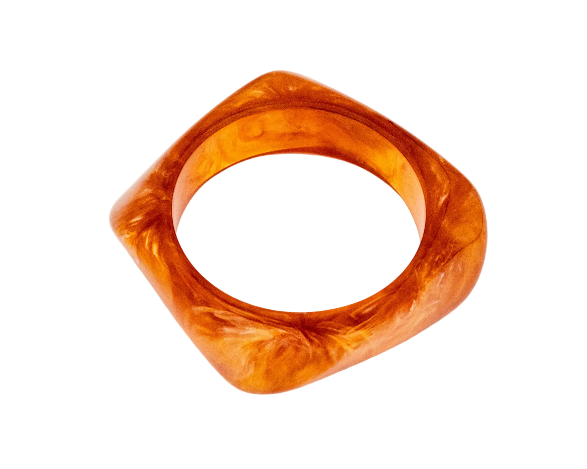 Amber Resin Geometric Square-Profile Bangle