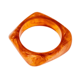 Amber Resin Geometric Square-Profile Bangle