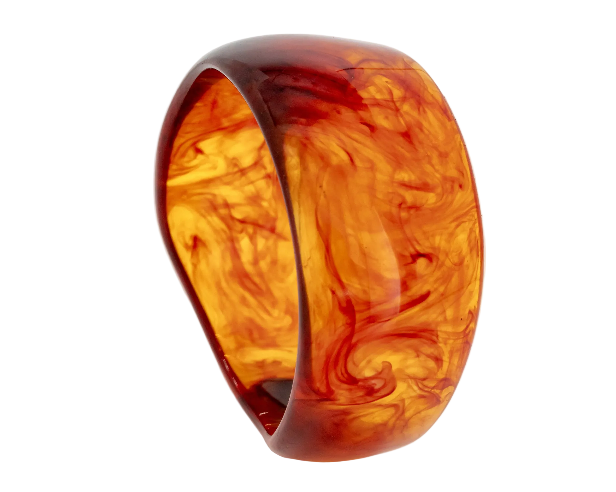 Amber Swirl Resin Wide Round Bangle
