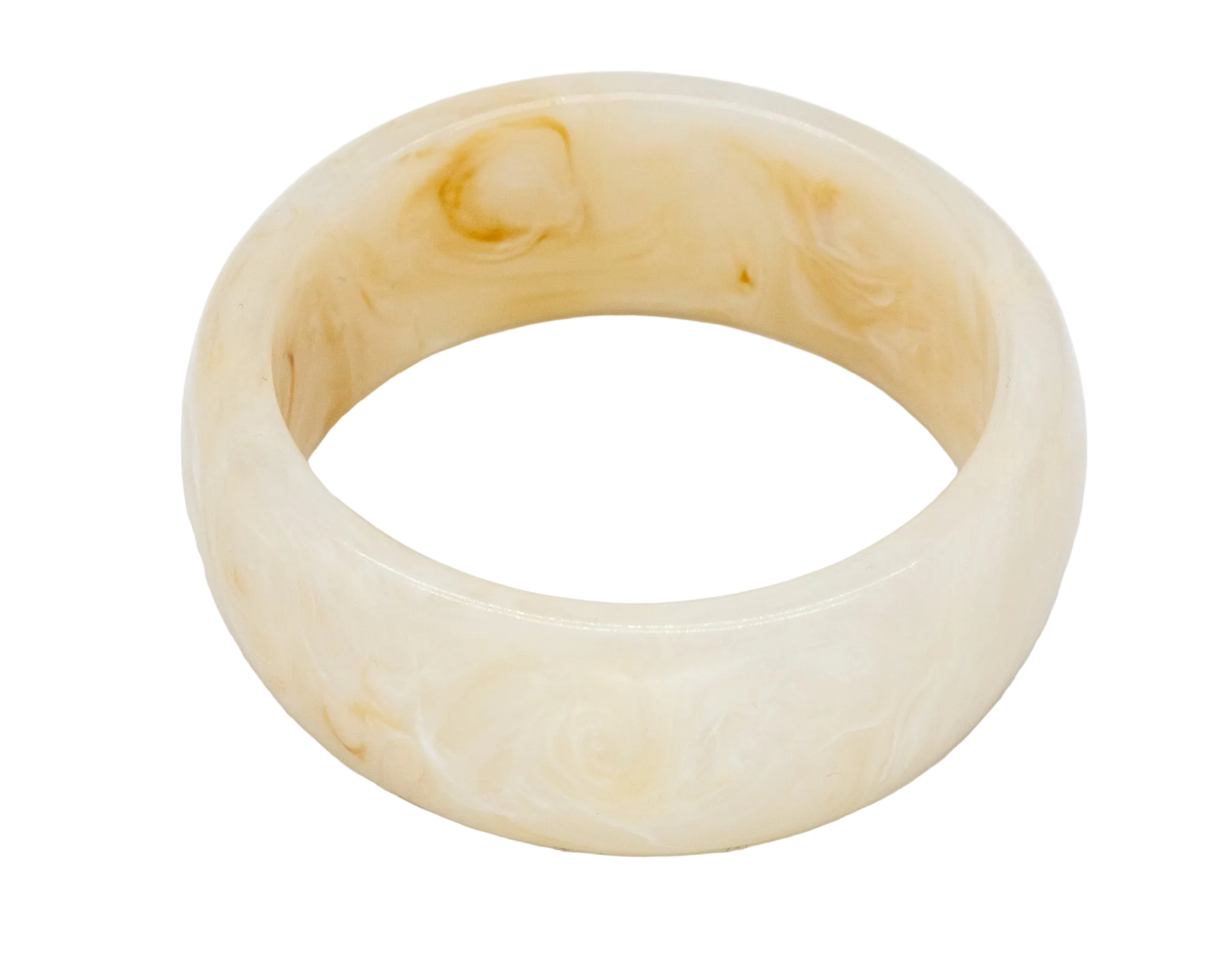 Cream Marble Resin Wide Round Bangle
