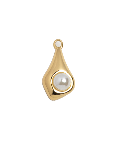 Gold Charm Pearl Drop
