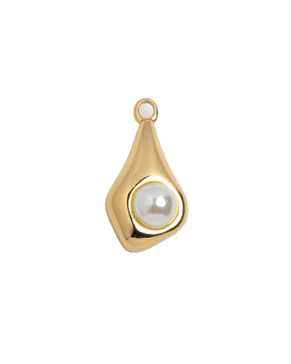 Gold Charm Pearl Drop