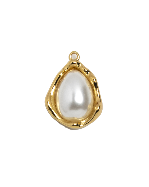 Gold Charm Framed Pearl