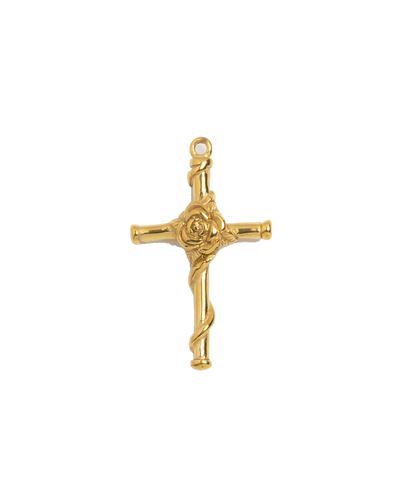 Gold Charm Rose Cross