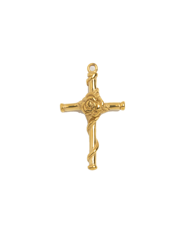 Gold Charm Rose Cross