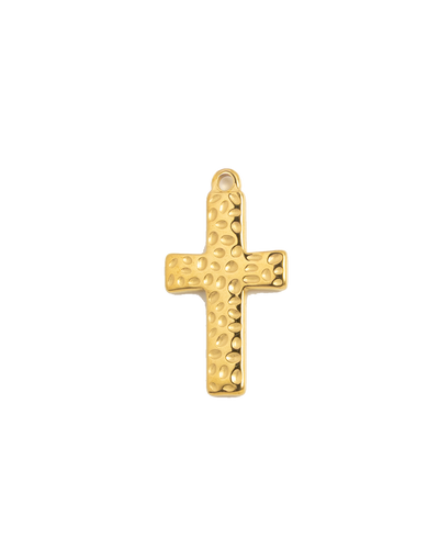 Gold Charm Hammered Cross