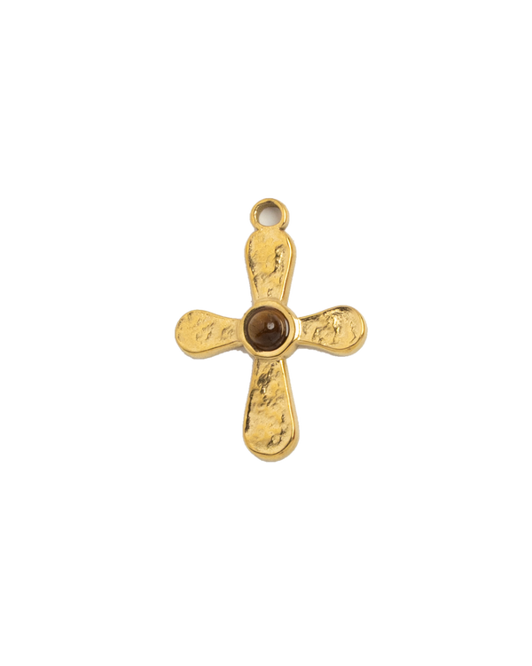 Gold Charm Stone Cross