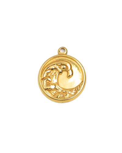 Gold Charm Wave Medallion