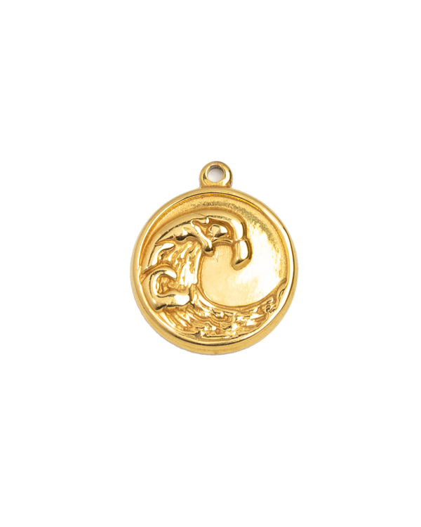 Gold Charm Wave Medallion