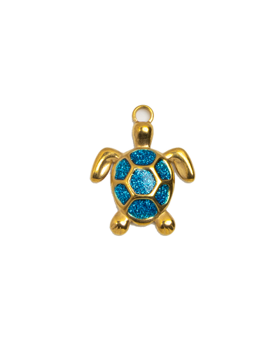 Gold Charm Turquoise Turtle