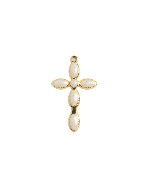 Gold Charm Pearl Cross
