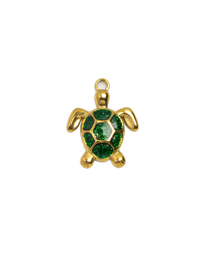 Gold Charm Green Turtle