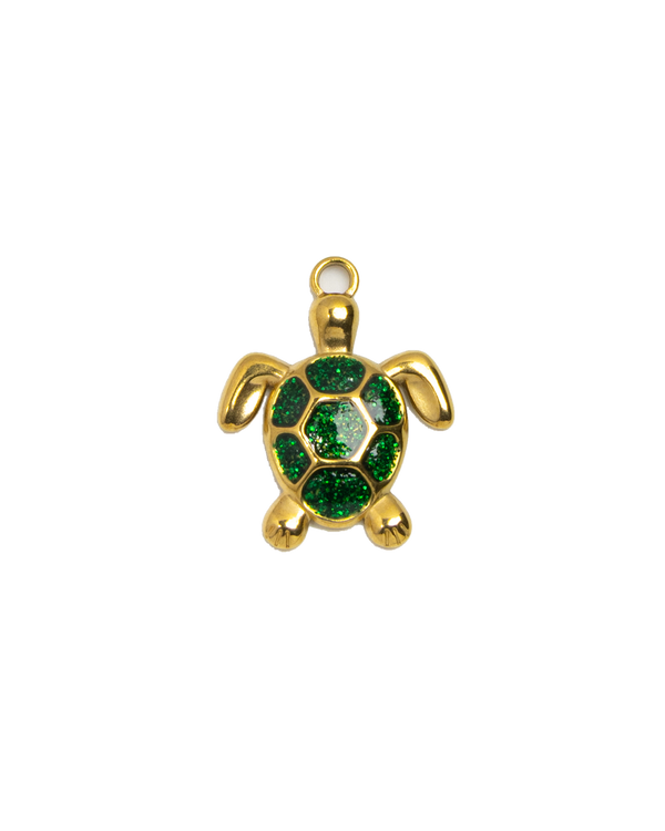 Gold Charm Green Turtle