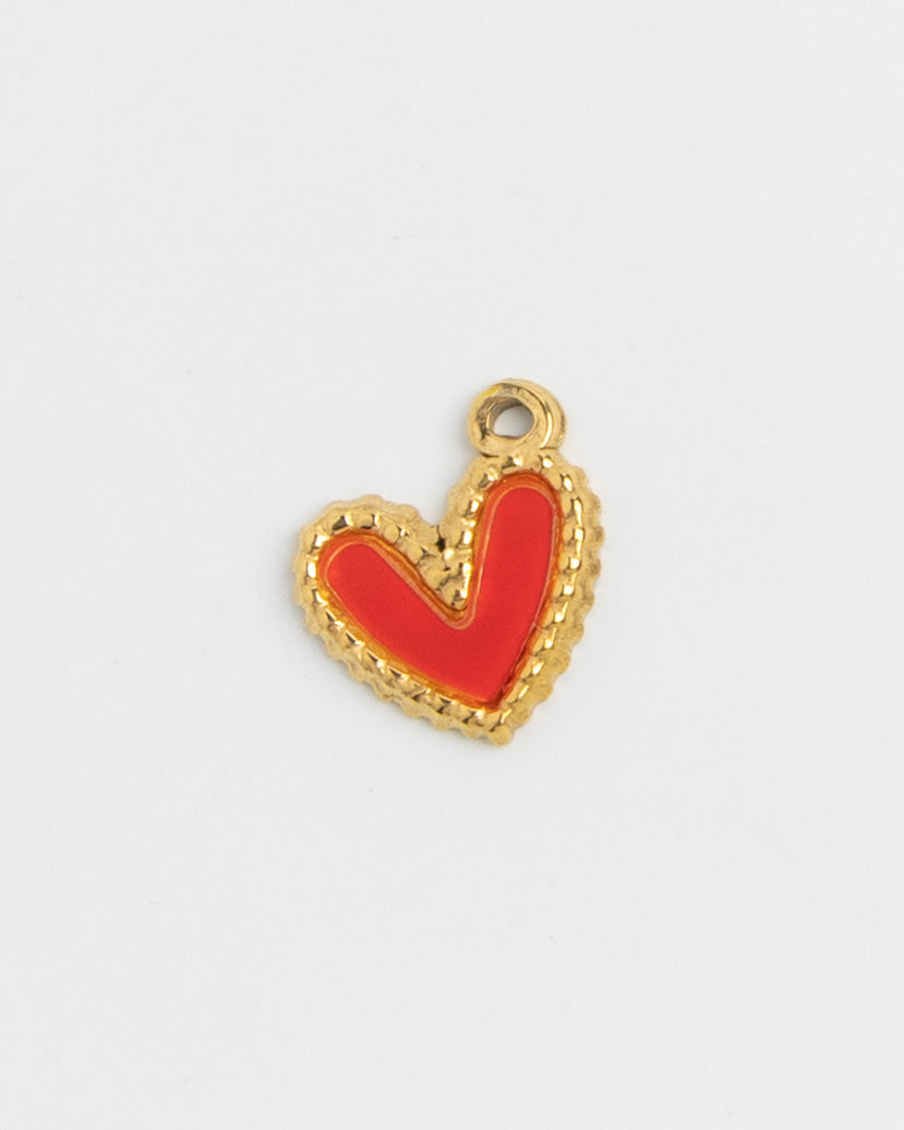 Gold Charm Red Heart