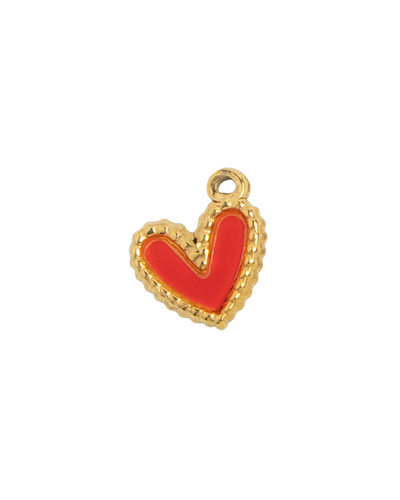 Gold Charm Red Heart
